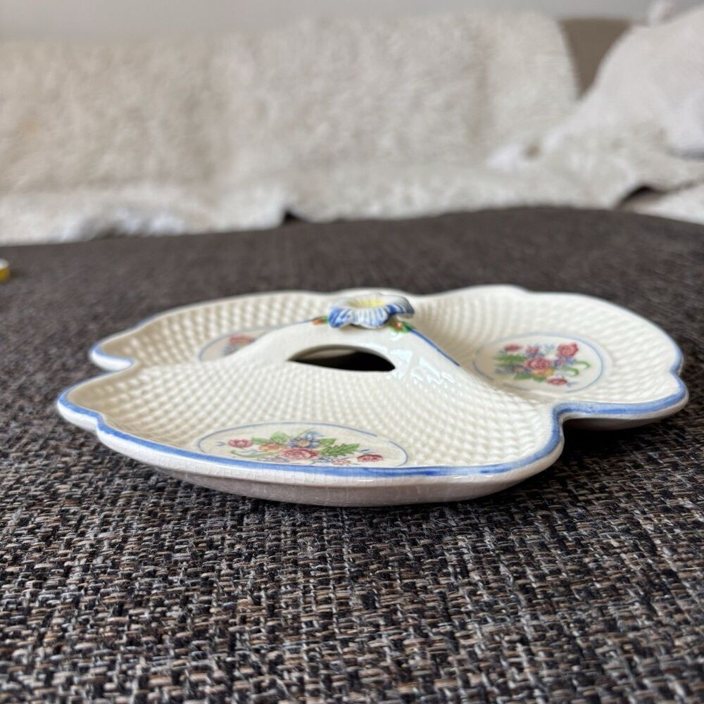 UNBRANDED Vintage Ceramic Floral 3 Section Relish Dish Tray W/Handle 8” Japan - Picture 12 of 15